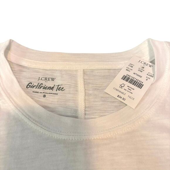 J.Crew Factory White Girlfriend Tee Small Cotton Crewneck Relaxed NWT - Picture 3 of 5